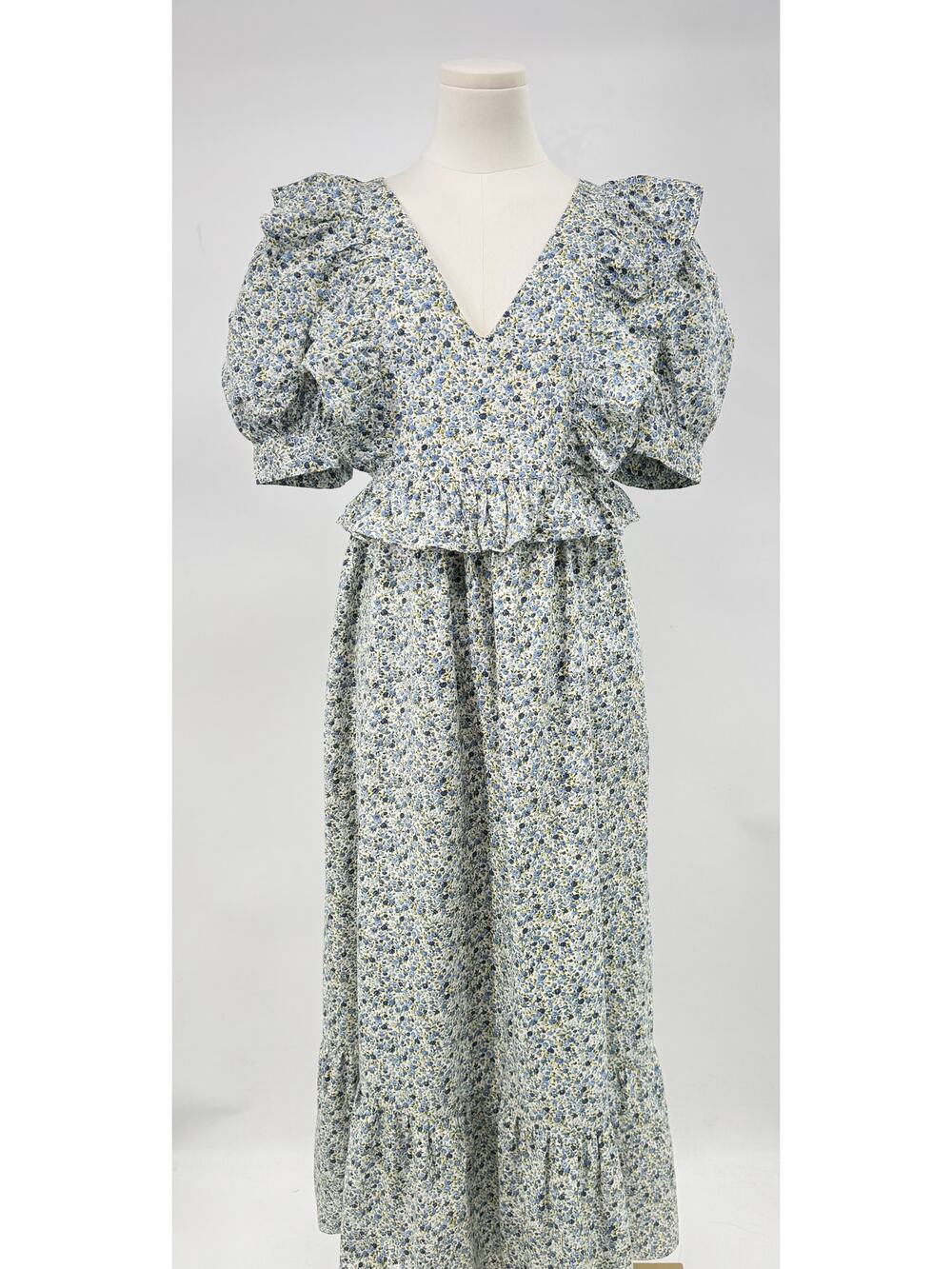 Hyacinth House Tuckernuck Floral Ruffle Midi Dress Cottagecore Cotton M